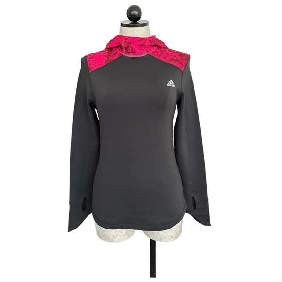 Adidas Climawarm Pullover Hoodie Black And  Pink Size Small - Picture 5 of 15